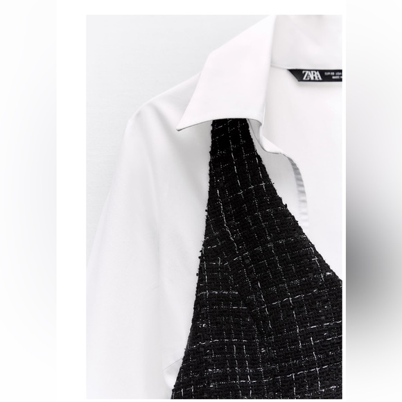 ZARA CONTRASTING STRUCTURED PINAFORE PLAID DRESS - Picture 5 of 6